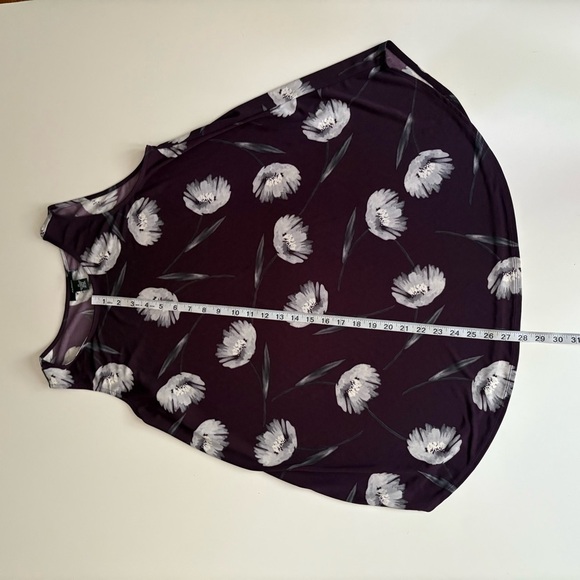 Alfani Plum and White Floral Sleeveless Blouse Plus Size - Picture 4 of 6